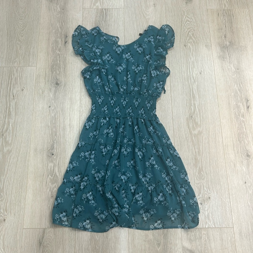 green/blue floral dress